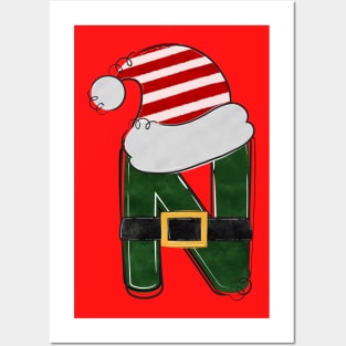 Letter N - Christmas Letter Posters and Art